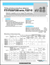 P2038-02 datasheet: 100V; PbSe photoconductive detector: deflection capability up to 5um range (TE-cooled type) P2038-02