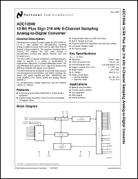 ADC12048CIVF datasheet: 12-Bit Plus Sign 216 kHz 8 Channel Sampling Analog to Digital Converter ADC12048CIVF