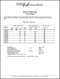TMV1402 datasheet: Diode capacitance:45-69pF; VBR:12V min; 280mW; silicon hihg ratio plastic thru hole varactor TMV1402