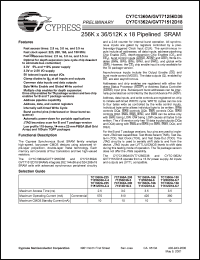 CY7C1362A-150BGC datasheet: 512K x 18 pipelined SRAM, 150MHz CY7C1362A-150BGC