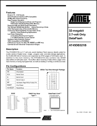 AT45DB321B-RI datasheet: 32-megabit 2.7-volt only dataflash, 20MHz AT45DB321B-RI