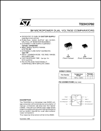 TS3V3702 datasheet: 3V MICROPOWER DUAL CMOS VOLTAGE COMPARATOR TS3V3702