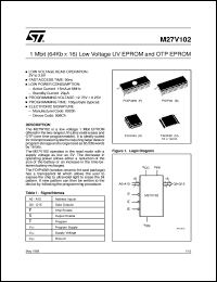 M27V102 datasheet: 1 MBIT (64KB X16) LOW VOLTAGE UV EPROM AND OTP EPROM M27V102