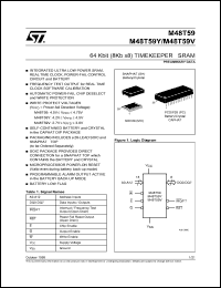 M48T59V-70MH1TR datasheet: 64Kbit (8Kb x 8) timekeeper SRAM, 70ns M48T59V-70MH1TR