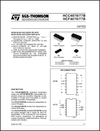 HCF4070BC1 datasheet: Quad exclusive-OR gate HCF4070BC1