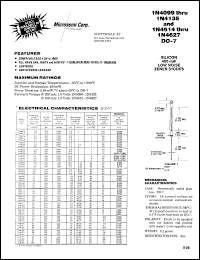 1N4129 datasheet: 62V zener voltage regulator diode 1N4129