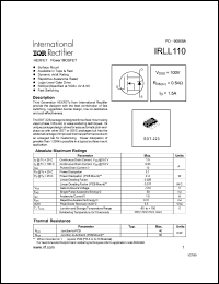 IRLL110TR datasheet: N-channel MOSFET for fast switching applications, 100V, 1.5A IRLL110TR