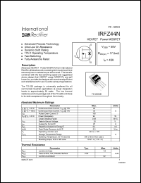 IRFZ44N datasheet: N-channel power MOSFET for fast switching applications, 55V, 49A IRFZ44N