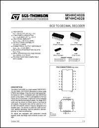 M74HC4028 datasheet: BCD TO DECIMAL DECODER M74HC4028