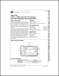 ADC12762CCV datasheet: 12-Bit 1.4 MHz, 300 mW A/D Converter with Input Multiplexer and Sample/Hold [Life-time buy] ADC12762CCV