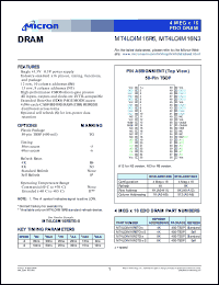 MT4LC4M16R6TG-5IT datasheet: 4 MEG x 16 EDO DRAM, 50ns MT4LC4M16R6TG-5IT