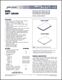 MT55L512V18PT-6IT datasheet: 512K x 18 ZBT SRAM, 6ns MT55L512V18PT-6IT