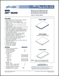 MT55L256V32PB-10 datasheet: 256K x 32 ZBT SRAM, 10ns MT55L256V32PB-10