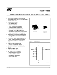 M29F102BB datasheet: 1 MBIT (64KB X16, BOOT BLOCK) SINGLE SUPPLY FLASH MEMORY M29F102BB