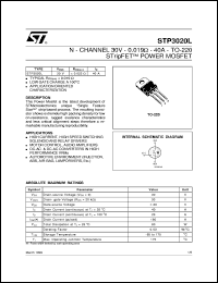 STP3020L datasheet: N-CHANNEL 30V - 0.019 OHM - 40A - TO-220 STRIPFET POWER MOSFET STP3020L