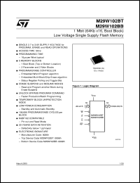 M29W102BB datasheet: 1 MBIT (64KB X16, BOOT BLOCK) LOW VOLTAGE SINGLE SUPPLY FLASH MEMORY M29W102BB