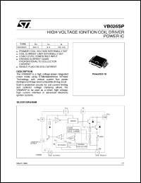 VB026SP datasheet: HIGH VOLTAGE IGNITION COIL DRIVER POWER IC VB026SP