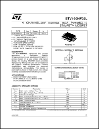 STV160NF02L datasheet: N-CHANNEL 20V - 0.0016 OHM - 160A - POWERSO-10 STRIPFET MOSFET STV160NF02L