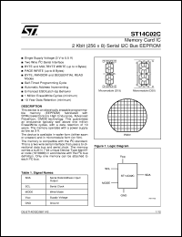 ST14C02C datasheet: MEMORY CARD IC 2 KBIT (256 X 8) SERIAL I2C BUS EEPROM ST14C02C