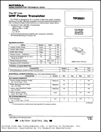 TP3021 datasheet: UHF power transistor, 27V, 10W TP3021