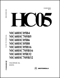 MC68HC705B16FN datasheet: 8-bit single chip microcomputer, 16K bytes EPROM, increased RAM, self-check replaced by bootstrap firmware, modified power-on reset routine MC68HC705B16FN