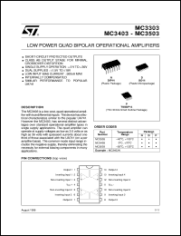 MC3303 datasheet: LOW POWER QUAD BIPOLAR OP-AMPS MC3303