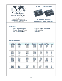 BT301 datasheet: DC/DC Converter, input 24VDC, output 5VDC BT301