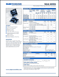 NGA10S15050SE datasheet: Non-isolated wide input DC/DC converter. Nom.input voltage 15V, output voltage 5.0V, output current: 0A (min load), 2.0A (full load). NGA10S15050SE