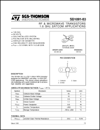 SD1891-03 datasheet: 1.6 GHZ SATCOM APPLICATIONS RF & MICROWAVE TRANSISTORS SD1891-03