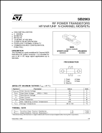 SD2903 datasheet: RF POWER TRANSISTORS HF/VHF/UHF N-CHANNEL MOSFETS SD2903