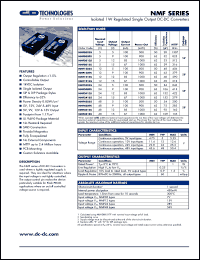 NMF0505S datasheet: Isolated 1W regulated single output DC-DC converter. Nom.input voltage 5V, output voltage 5V, output current 100mA, power out 500mW. NMF0505S