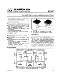 L3037QN datasheet: SUBSCRIBER LINE INTERFACE CIRCUIT L3037QN