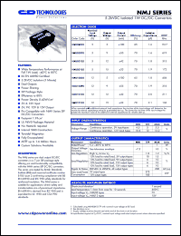 NMJ1205S datasheet: 5.2kVDC isolated 1W DC-DC converter. Nom.input voltage 12V, output voltage 5V, output current + - 100mA. NMJ1205S