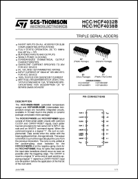 HCF4038B datasheet: TRIPLE SERIAL ADDERS HCF4038B