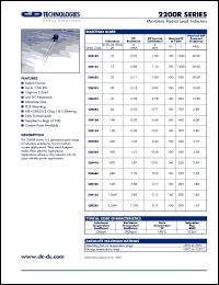 22R683 datasheet: Miniature radial lead inductor. Inductance +-10% (at 1kHz) 68uH 22R683