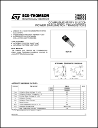 2N6036 datasheet: COMPLEMENTARY SILICON POWER DARLINGTON TRANSISTORS 2N6036