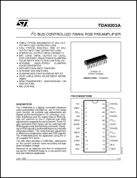 TDA9203A datasheet: I2C BUS-CONTROLLED 70MHZ RGB PREAMPLIFIER TDA9203A