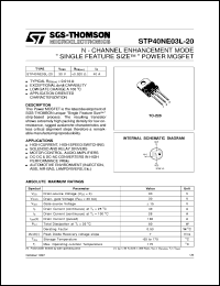 STP40NE03L-20 datasheet: N-CHANNEL ENHANCEMENT MODE SINGLE FEATURE SIZE POWER MOSFET STP40NE03L-20