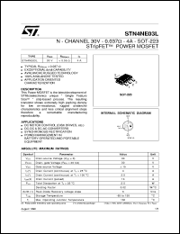 STN4NE03L datasheet: N-CHANNEL 30V - 0.037 OHM - 4A - SOT-223 STRIPFET POWER MOSFET STN4NE03L