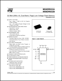 M59DR032A datasheet: 32 MBIT (2MB X16, DUAL BANK) LOW VOLTAGE FLASH MEMORY M59DR032A