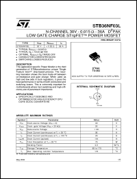 STB36NF03L datasheet: N-CHANNEL 30V - 0.015 OHM - 36A D2PAK LOW GATE CHARGE STRIPFET POWER MOSFET STB36NF03L