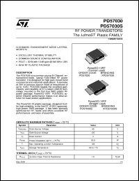 PD57030S datasheet: RF POWER TRANSISTORS THE LDOMST PLASTIC FAMILY PD57030S