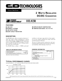HL02R05S15Y datasheet: Single 2 Watt regulated DC/DC converter. Nom.input voltage 5Vdc, rated output voltage 15Vdc, rated output current 134mA. HL02R05S15Y