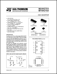 M74HCT04 datasheet: HEX INVERTER M74HCT04