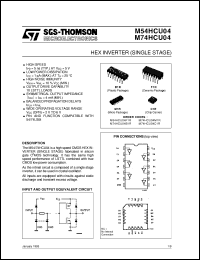 M74HCU04 datasheet: HEX INVERTER (SINGLE STAGE) M74HCU04