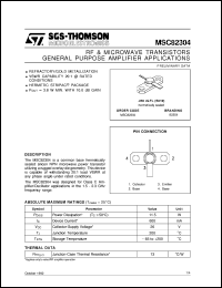 MSC82304 datasheet: GENERAL PURPOSE AMPLIFIER APPLICATIONS RF & MICROWAVE TRANSISTORS MSC82304