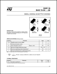 BAR18 datasheet: SMALL SIGNAL SCHOTTKY DIODES BAR18