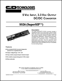 SS26BAA datasheet: 5 VDC input, 3.3 VDC output DC/DC converter. SS26BAA