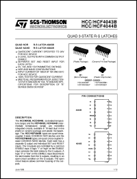 HCF4043B datasheet: QUAD 3-STATE R-S LATCHES HCF4043B