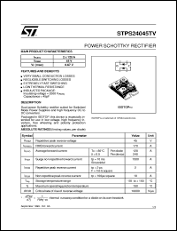 STPS24045TV datasheet: POWER SCHOTTKY RECTIFIER STPS24045TV